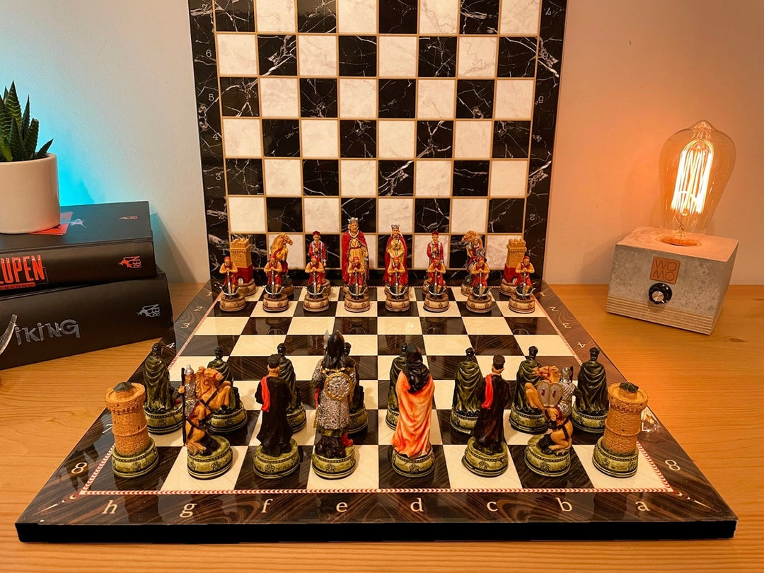 Luxury Chess Sets for Adults Historical Camelot Chess Pieces Wooden Chess Board Birthday Image 4