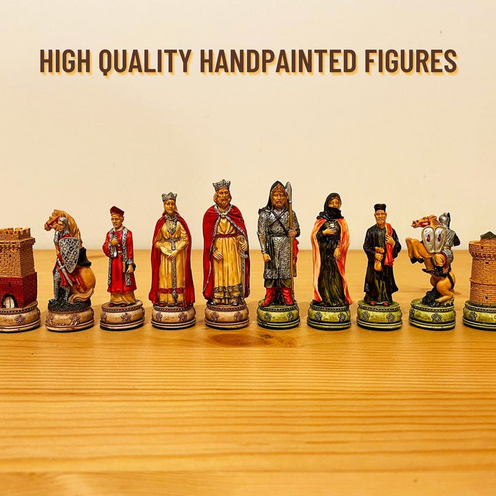 Luxury Chess Sets for Adults Historical Camelot Chess Pieces Wooden Chess Board Birthday Image 6