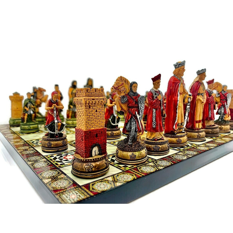 Luxury Chess Sets for Adults Historical Camelot Chess Pieces Wooden Chess Board Birthday and Anniversary Image 1