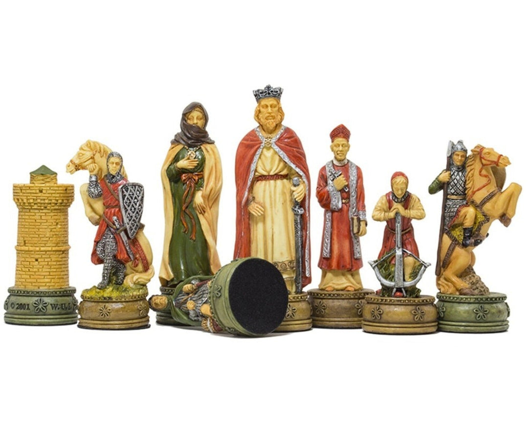 Luxury Chess Sets for Adults Historical Camelot Hand Painted Chessmen Hand Carved Walnut Solid Wooden Chess Board Gifts Image 6