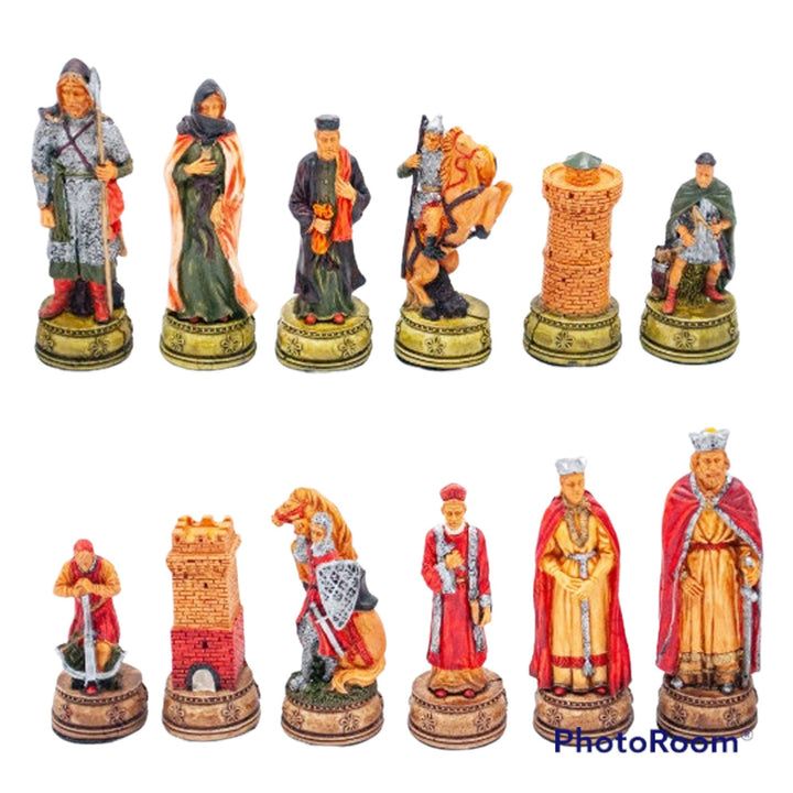 Luxury Chess Sets for Adults Historical Camelot Hand Painted Chessmen Hand Carved Walnut Solid Wooden Chess Board Gifts Image 8