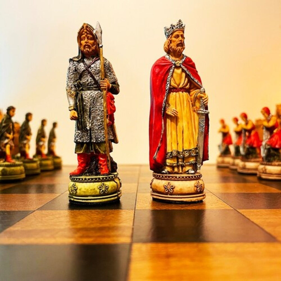 Luxury Chess Set Hand Painted Camelot Chessmen Vintage Chess Board Gift Ideas Image 4