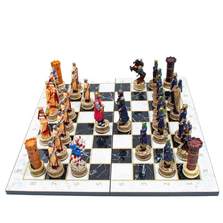 Luxury Chess Sets for Adults Handmade Crusaders Chess Pieces Marble Wooden Chess Board Gifts Ideas for Dad and Friends Image 4