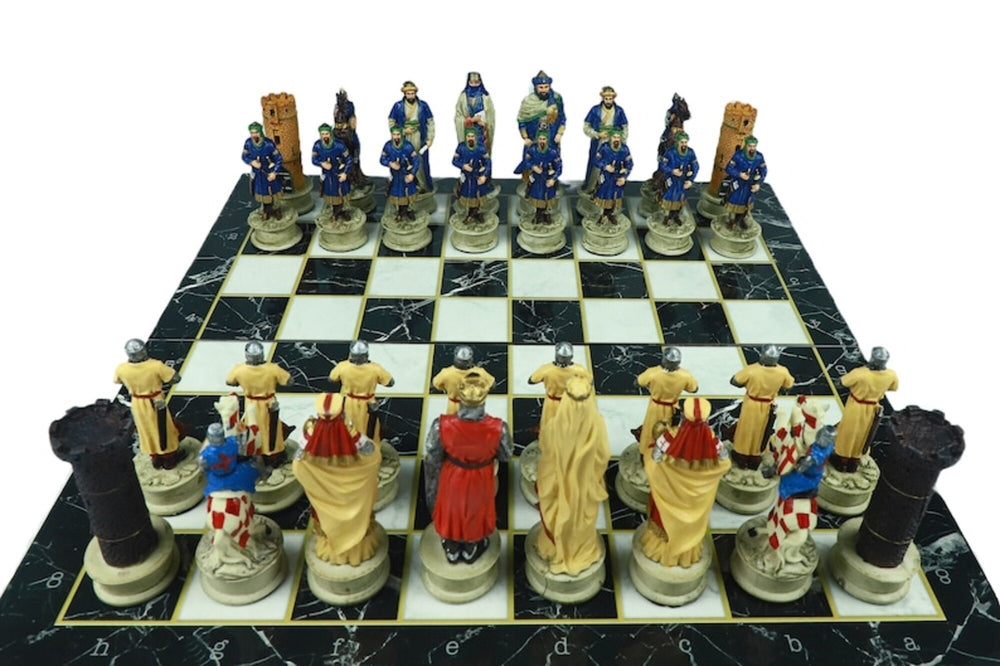 Luxury Chess Sets for Adults Handmade Crusaders Chess Pieces Marble Wooden Chess Board Gifts Ideas for Him and Birthday Image 2