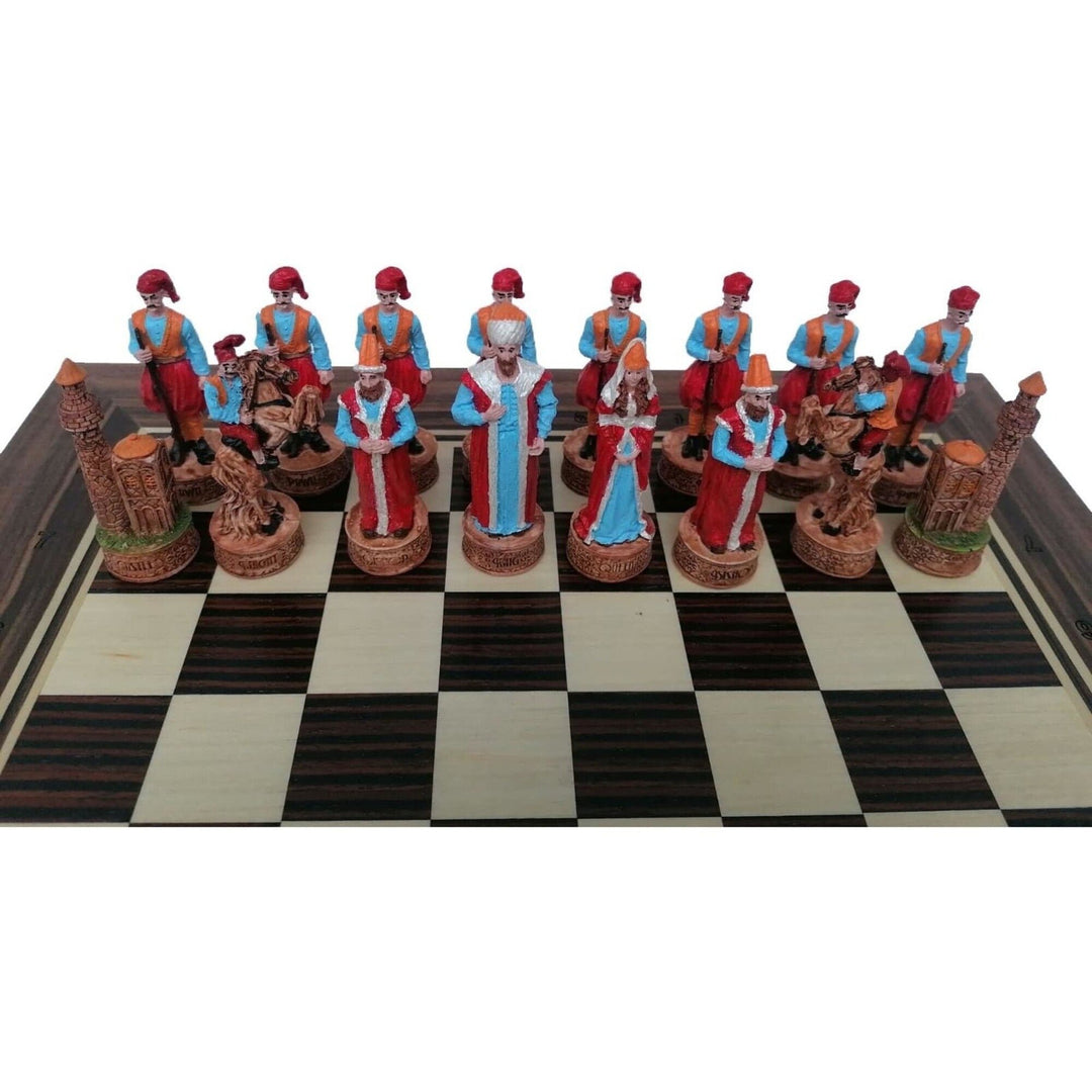 Luxury Chess Sets for Adults Handmade Crusaders Chess Pieces Solid Walnut Wooden Chess Board Gift Ideas for Dad and Image 3