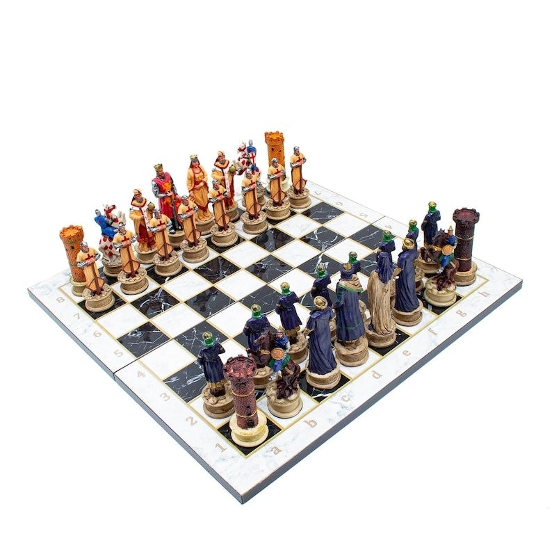 Luxury Chess Sets for Adults Handmade Crusaders Chess Pieces Marble Wooden Chess Board Gifts Ideas for Dad and Friends Image 7