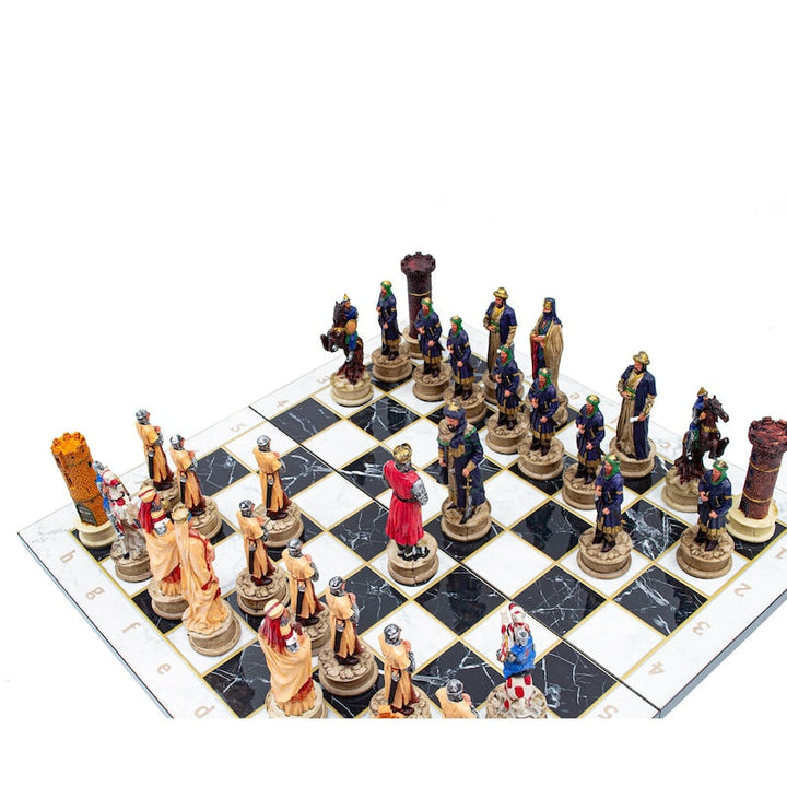 Luxury Chess Sets for Adults Handmade Crusaders Chess Pieces Marble Wooden Chess Board Gifts Ideas for Dad and Friends Image 8