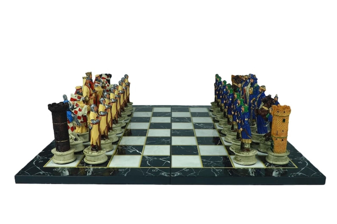 Luxury Chess Sets for Adults Handmade Crusaders Chess Pieces Marble Wooden Chess Board Gifts Ideas for Him and Birthday Image 3