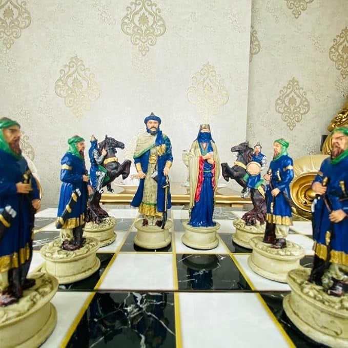 Luxury Chess Sets for Adults Handmade Crusaders Chess Pieces Marble Wooden Chess Board Gifts Ideas for Him and Friends Image 4