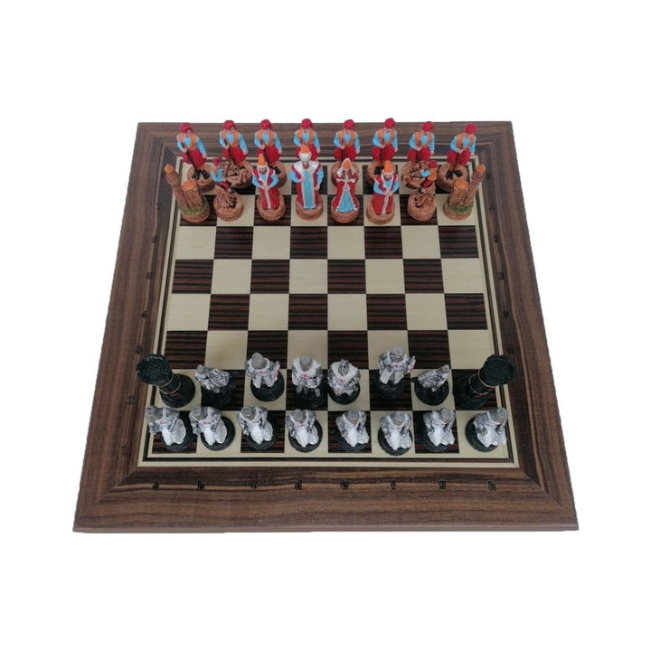 Luxury Chess Sets for Adults Handmade Crusaders Chess Pieces Solid Walnut Wooden Chess Board Gift Ideas for Dad and Image 9