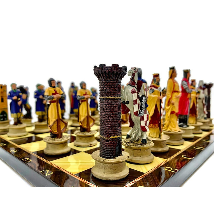 Luxury Chess Sets for Adults Handmade Crusaders Chess Pieces Walnut Wooden Chess Board Gift Ideas for Dad and Family Image 1