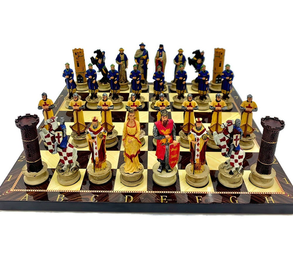 Luxury Chess Sets for Adults Handmade Crusaders Chess Pieces Walnut Wooden Chess Board Gift Ideas for Dad and Family Image 2