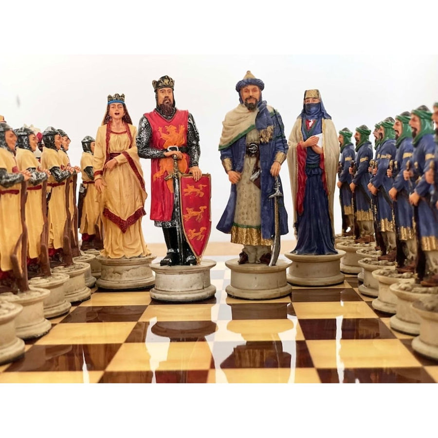 Luxury Chess Sets for Adults Handmade Crusaders Chess Pieces Walnut Wooden Chess Board Gifts Ideas for Dad and Friends Image 1