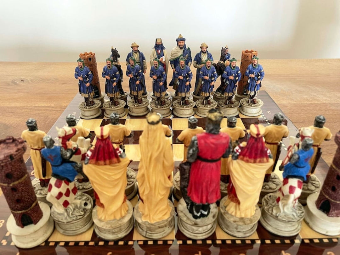 Luxury Chess Sets for Adults Handmade Crusaders Chess Pieces Walnut Wooden Chess Board Gifts Ideas for Dad and Friends Image 2