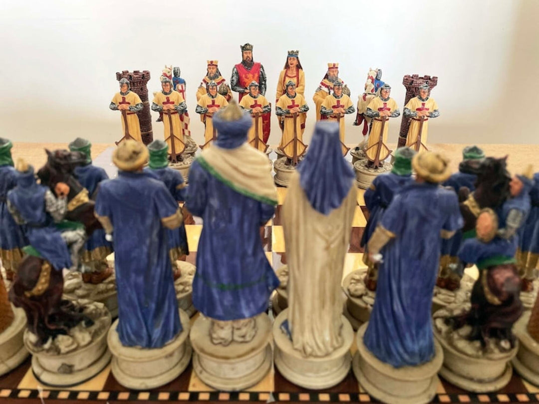 Luxury Chess Sets for Adults Handmade Crusaders Chess Pieces Walnut Wooden Chess Board Gifts Ideas for Dad and Friends Image 3