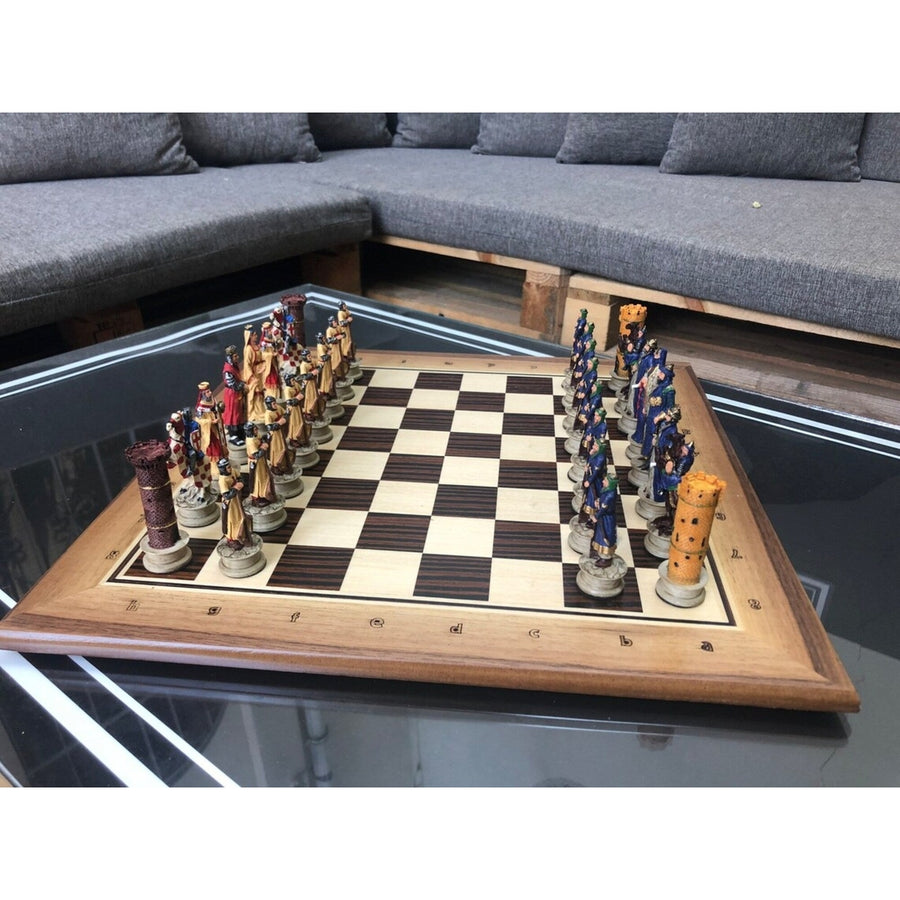 Luxury Chess Sets for Adults Handmade Crusaders Chessmen Solid Walnut Wooden Chess Board Gift Ideas for Dad Image 1