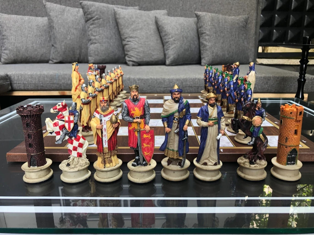 Luxury Chess Sets for Adults Handmade Crusaders Chess Pieces Walnut Wooden Chess Board Gifts Ideas for Dad and Husband Image 2