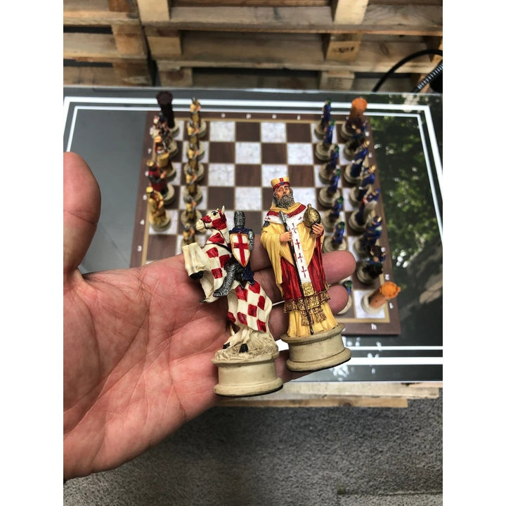 Luxury Chess Sets for Adults Handmade Crusaders Chess Pieces Walnut Wooden Chess Board Gifts Ideas for Dad and Husband Image 11