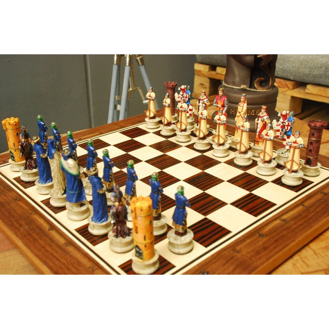 Luxury Chess Sets for Adults Handmade Crusaders Chessmen Solid Walnut Wooden Chess Board Gift Ideas for Husband Image 1