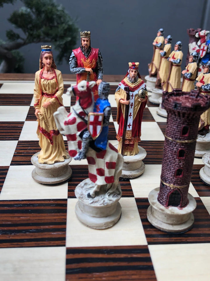 Luxury Chess Sets for Adults Handmade Crusaders Chessmen Solid Walnut Wooden Chess Board Gift Ideas for Husband Image 4