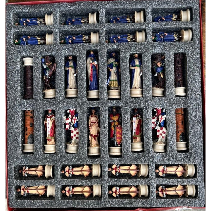 Luxury Chess Sets for Adults Historical Crusaders Hand Painted Chess Pieces Hand Carved Inlaid Solid Wooden Chess Board Image 7