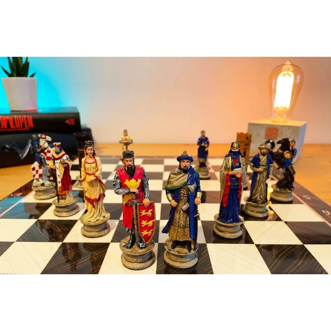 Luxury Historical Chess Sets for Adults Handmade Arabs Crusaders Chess Pieces Hand Carved Marble Wooden Chess Board Image 6