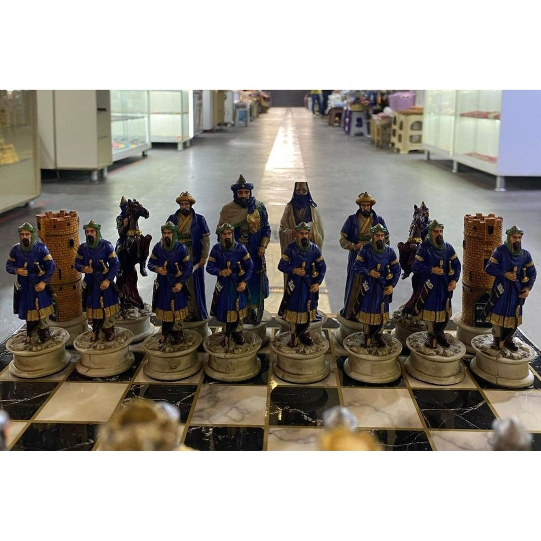 Luxury Historical Chess Sets for Adults Handmade Crusaders Chess Pieces Hand Carved Marble Wooden Chess Board Gifts Image 7