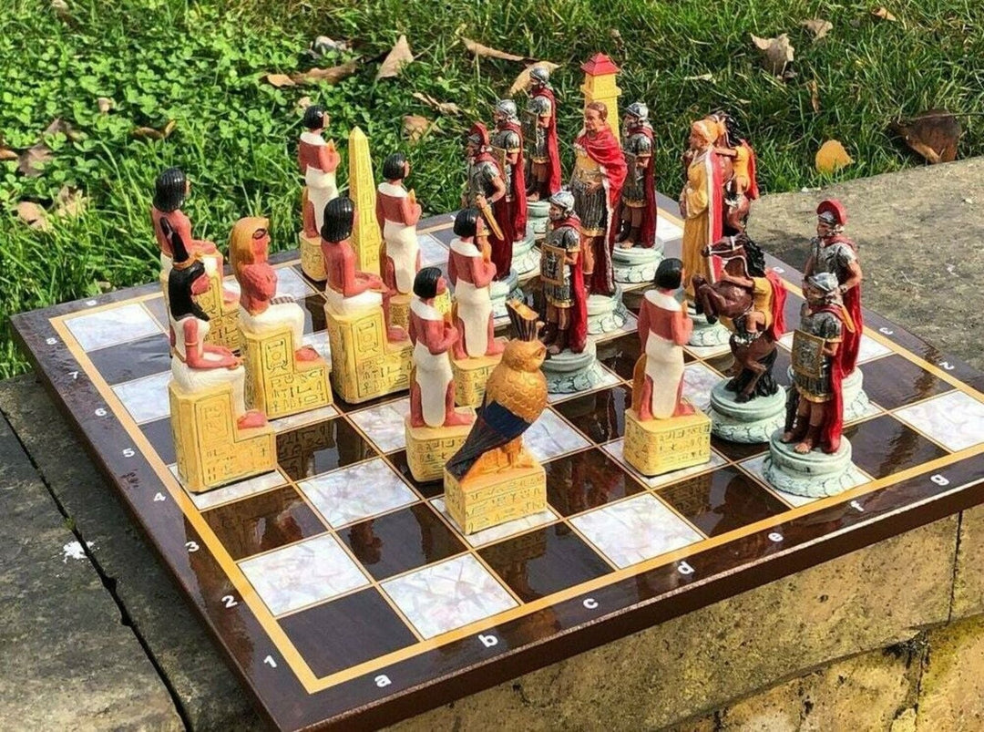 Historical Chess Sets for Adults Handmade Arabs Cleopatra Egyptian Chess Pieces Hand Carved Wooden Chess Board Gifts Image 3