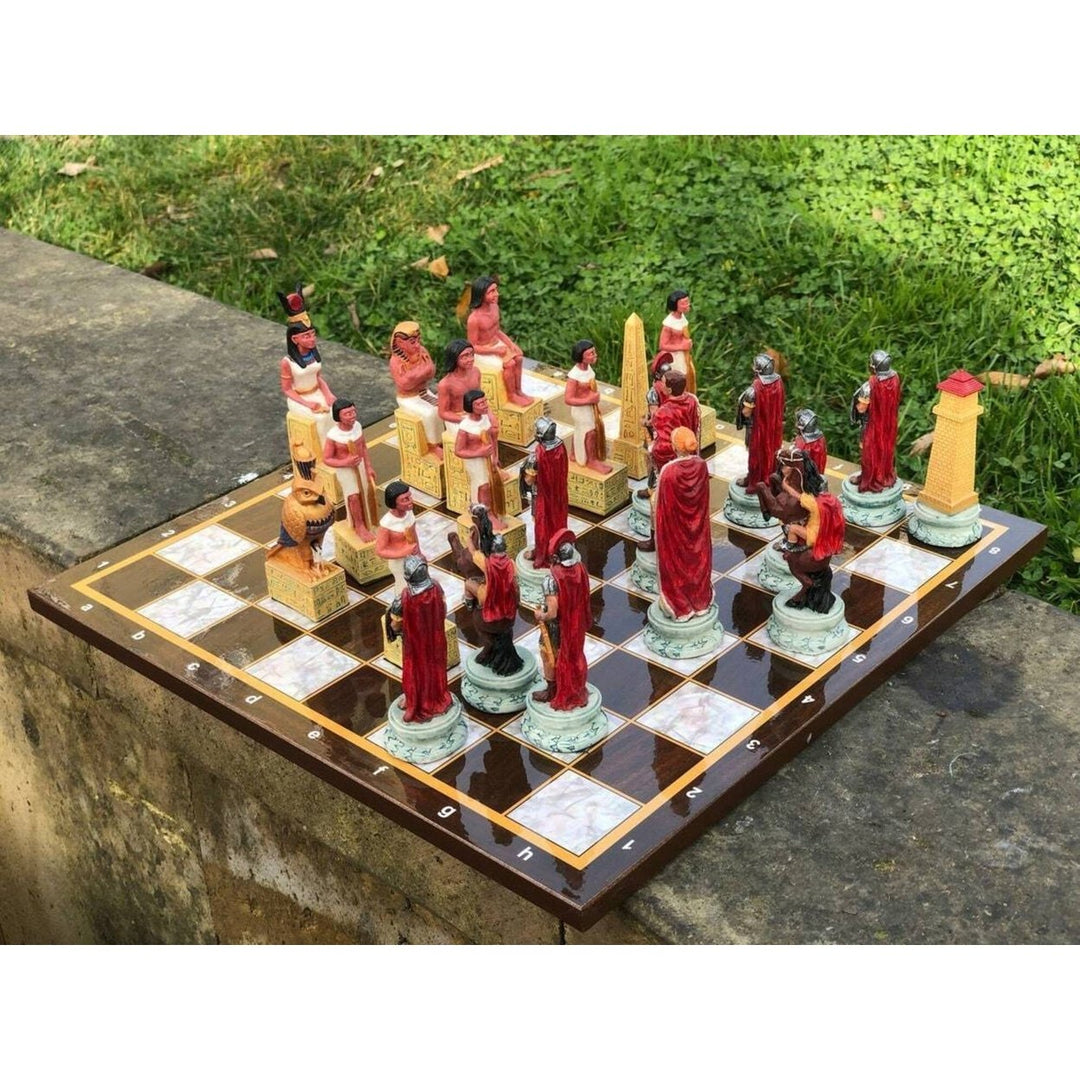 Historical Chess Sets for Adults Handmade Arabs Cleopatra Egyptian Chess Pieces Hand Carved Wooden Chess Board Gifts Image 7