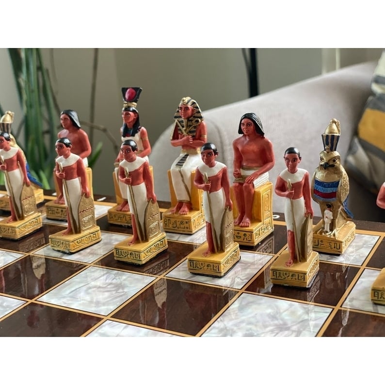 Historical Chess Sets for Adults Handmade Arabs Cleopatra Egyptian Chess Pieces Hand Carved Wooden Chess Board Gifts Image 6