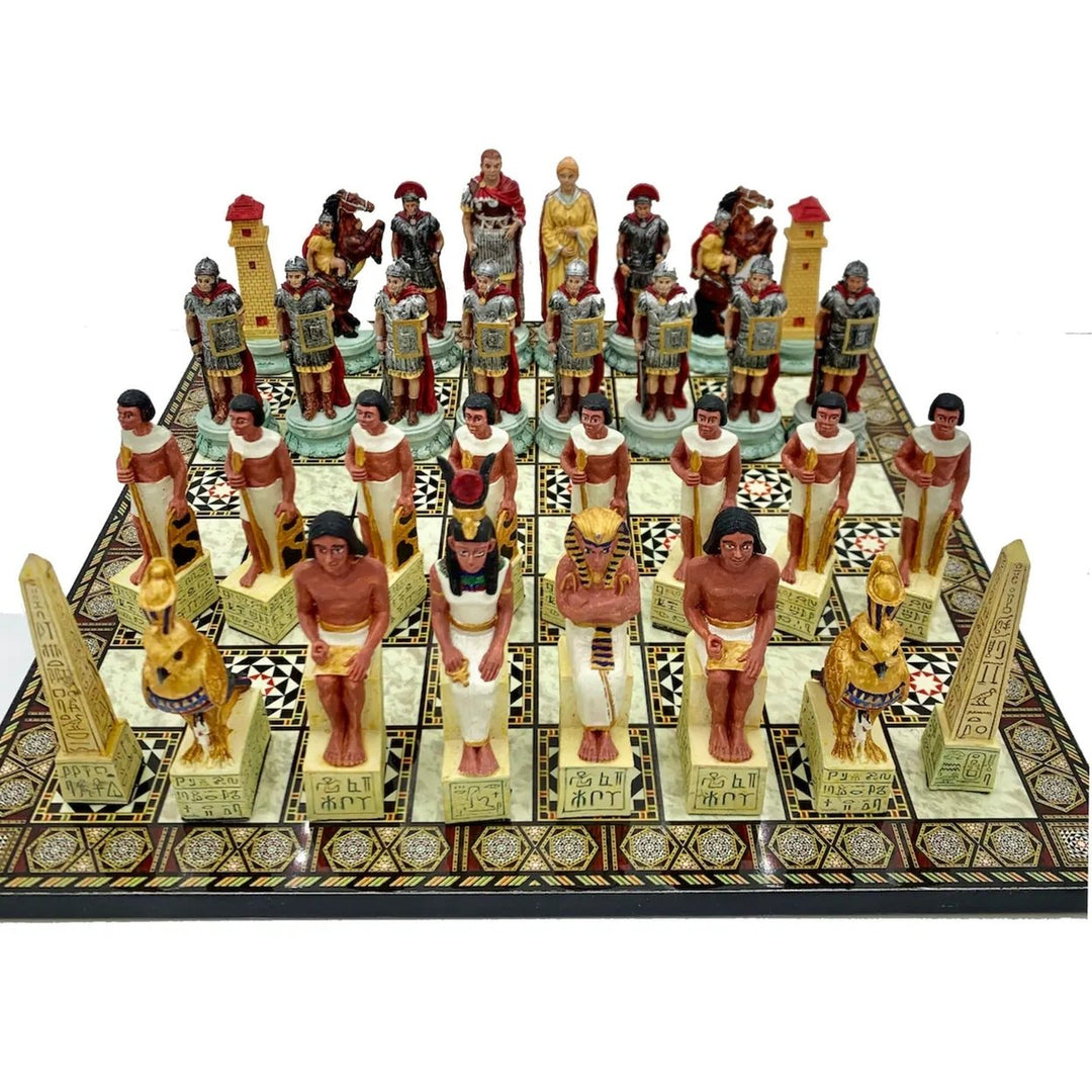 Historical Chess Sets for Adults Handmade Arabs Cleopatra Egyptian Chess Pieces Hand Carved Wooden Chess Board Gifts Image 2