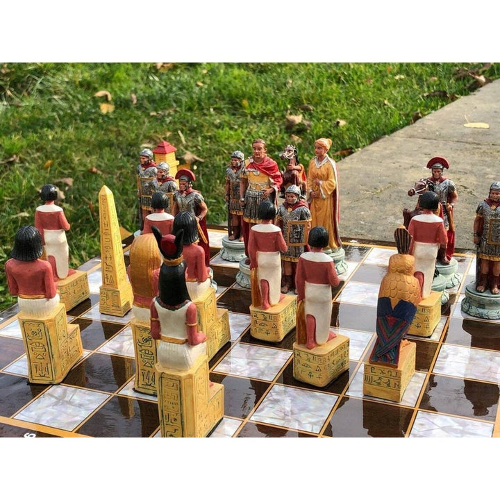 Historical Chess Sets for Adults Handmade Arabs Cleopatra Egyptian Chess Pieces Hand Carved Wooden Chess Board Gifts Image 9