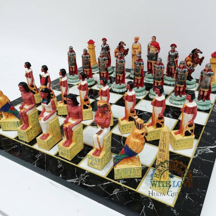 Historical Chess Sets for Adults Handmade Arabs Cleopatra Egyptian Chess Pieces Hand Carved Wooden Chess Board Gifts Image 4