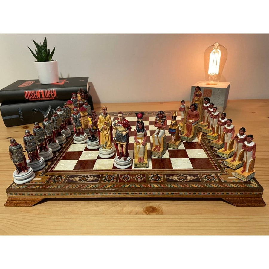 Historical Chess Sets for Adults Handmade Cleopatra Egyptian Chessmen Hand Carved Wooden Chess Board Gifts Idea (Copy) Image 1