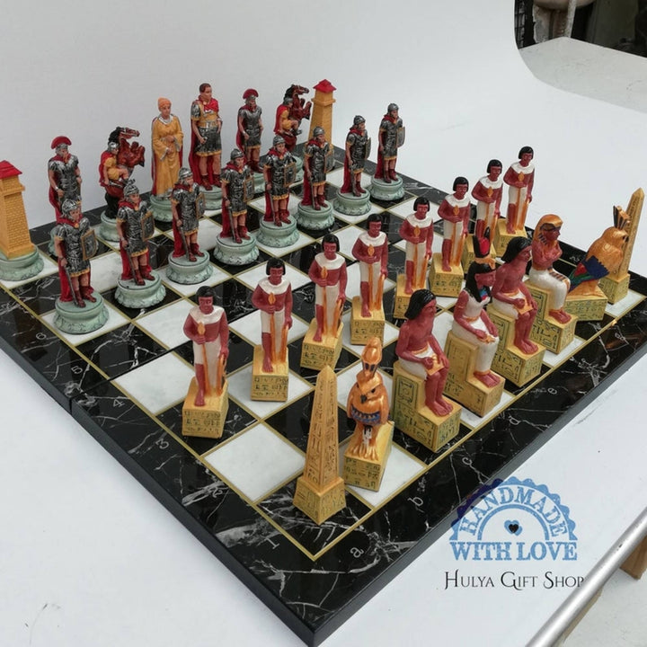 Historical Chess Sets for Adults Handmade Arabs Cleopatra Egyptian Chess Pieces Hand Carved Wooden Chess Board Gifts Image 4