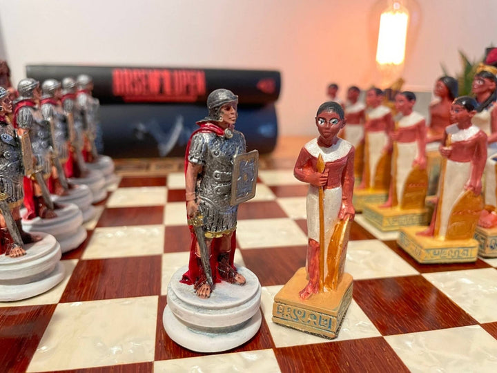 Historical Chess Sets for Adults Handmade Cleopatra Egyptian Chessmen Hand Carved Wooden Chess Board Gifts Idea (Copy) Image 3