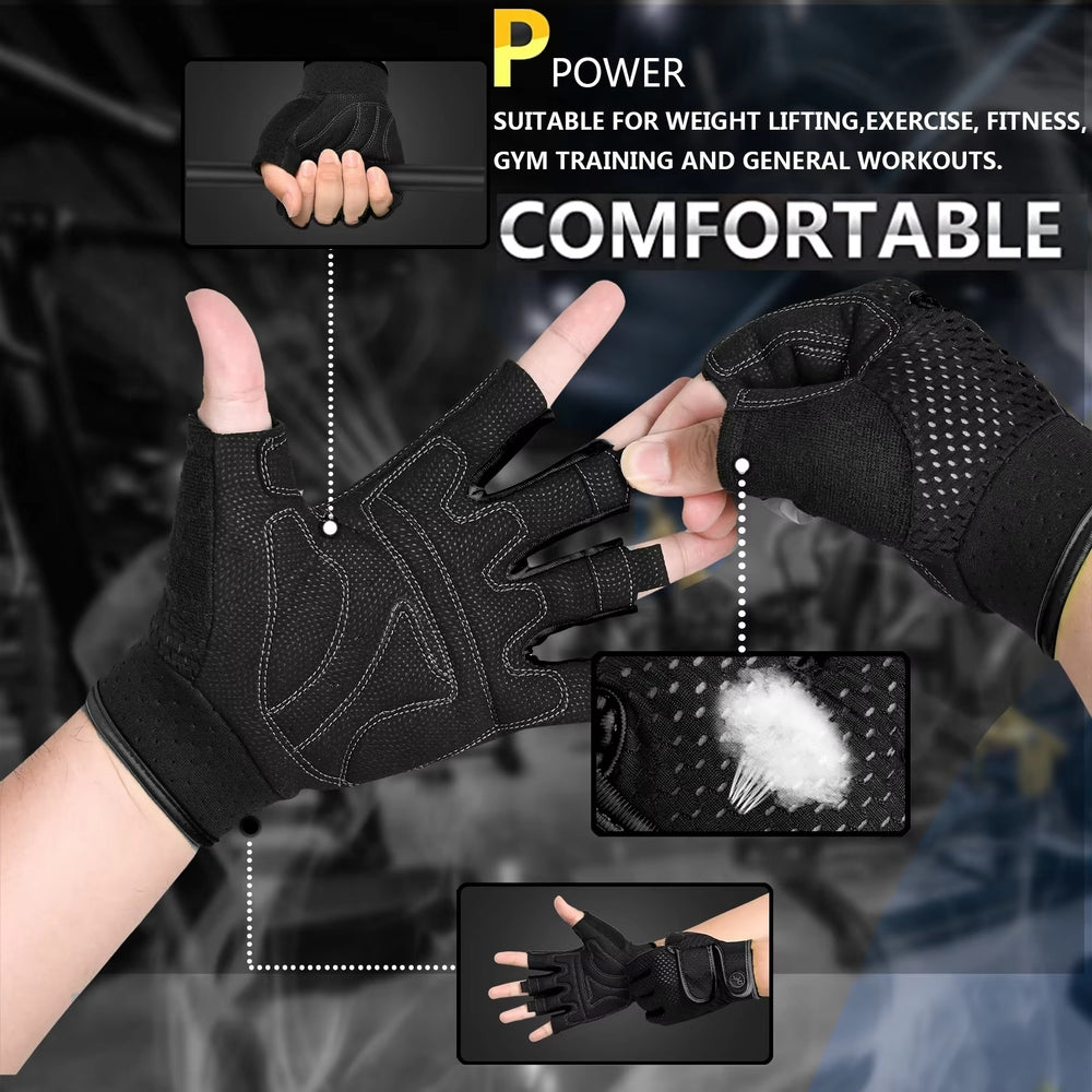 Gym Gloves Non-slip 3MM Pads Pull Up Power Training Weight Lifting Gloves Image 2