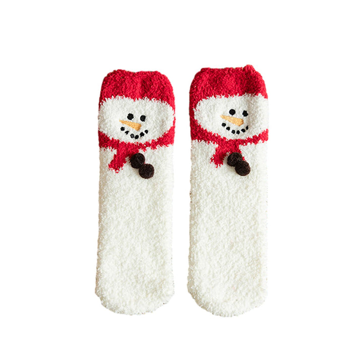 Cozy Coral Velvet Christmas Socks Adorable Cartoon Design Unisex Soft Durable Breathable Thickened Festive Holiday Gift Image 1