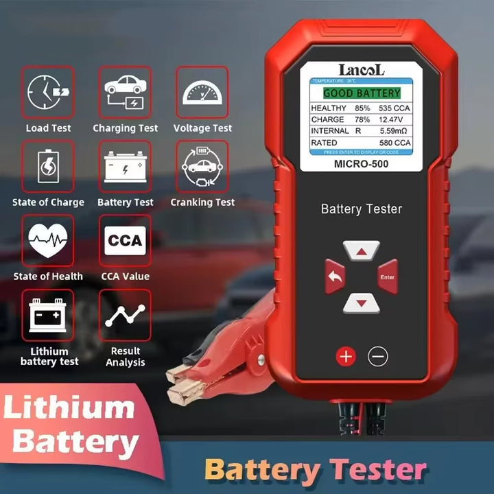 500 12V Car Battery Tester 40-3000 CCA Lithium Battery Test Lead Acid Battery Analyzer Image 1