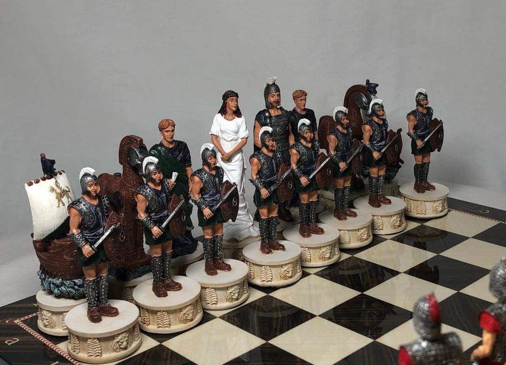 Chess Sets for Adults X Large Trojans and Spartans Handmade Chess Pieces Wood Chess Board Image 2