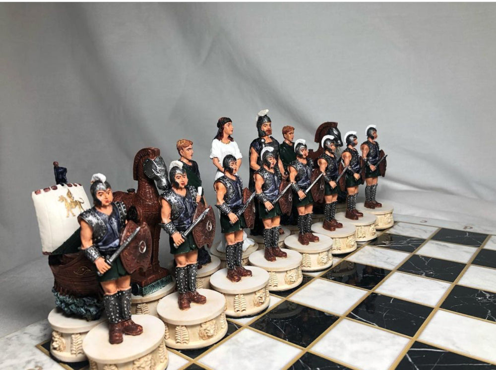 Chess Sets for Adults X Large Trojans and Spartans Hand Painted Chess Pieces Wooden Chess Board Image 2