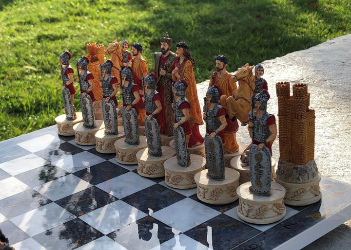 Chess Sets for Adults X Large Trojans and Spartans Handmade Chess Pieces Wooden Chess Board Image 4