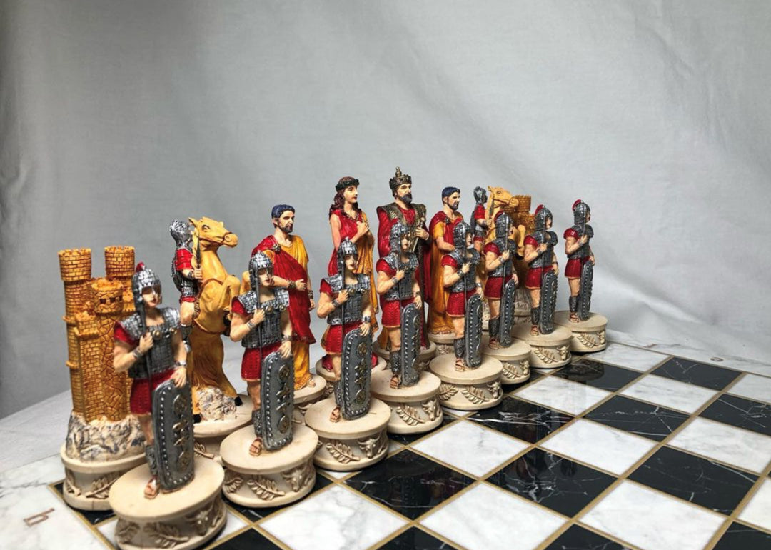 Chess Sets for Adults X Large Trojans and Spartans Hand Painted Chess Pieces Wooden Chess Board Image 3