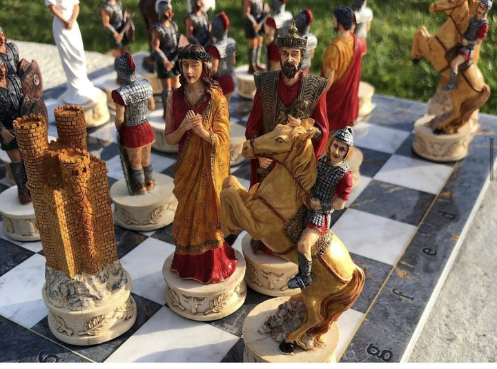 Chess Sets for Adults X Large Trojans and Spartans Handmade Chess Pieces Wooden Chess Board Image 7