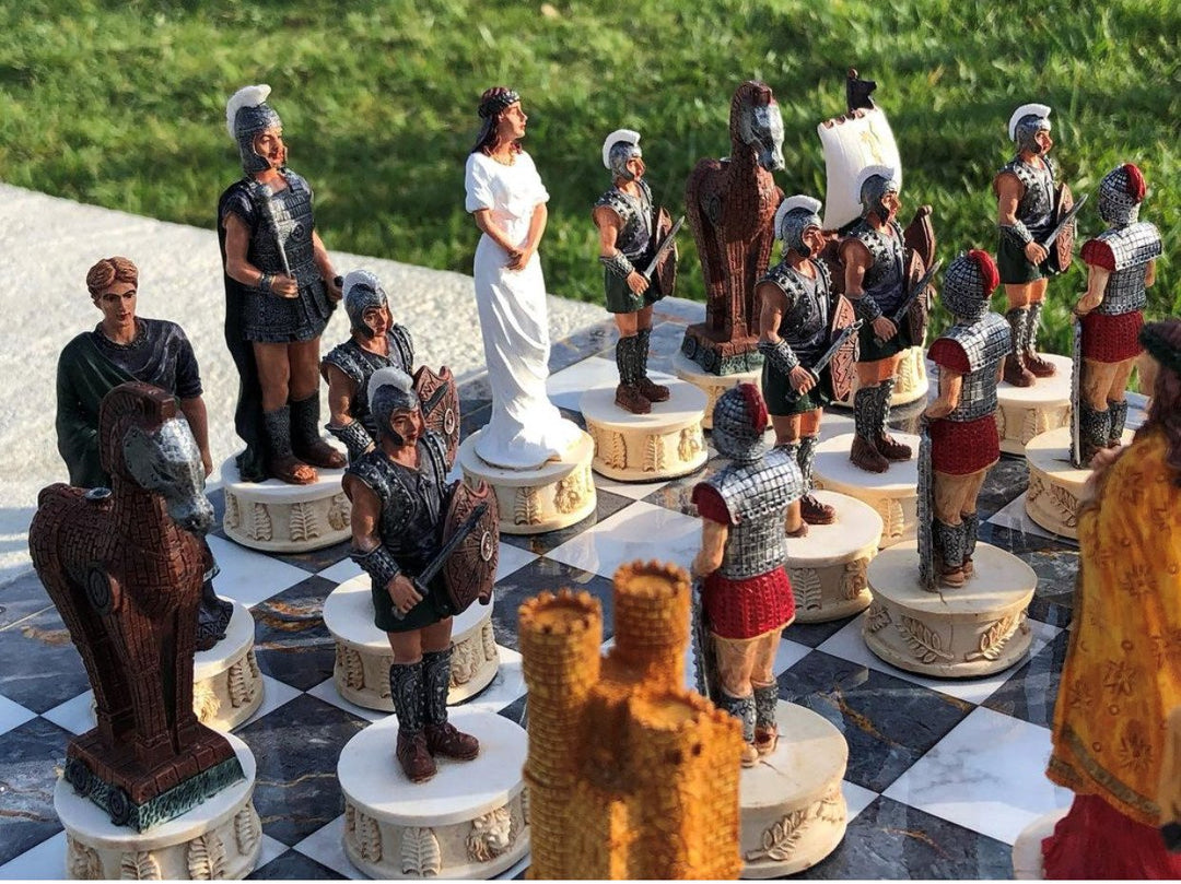 Chess Sets for Adults X Large Trojans and Spartans Handmade Chess Pieces Wooden Chess Board Image 8