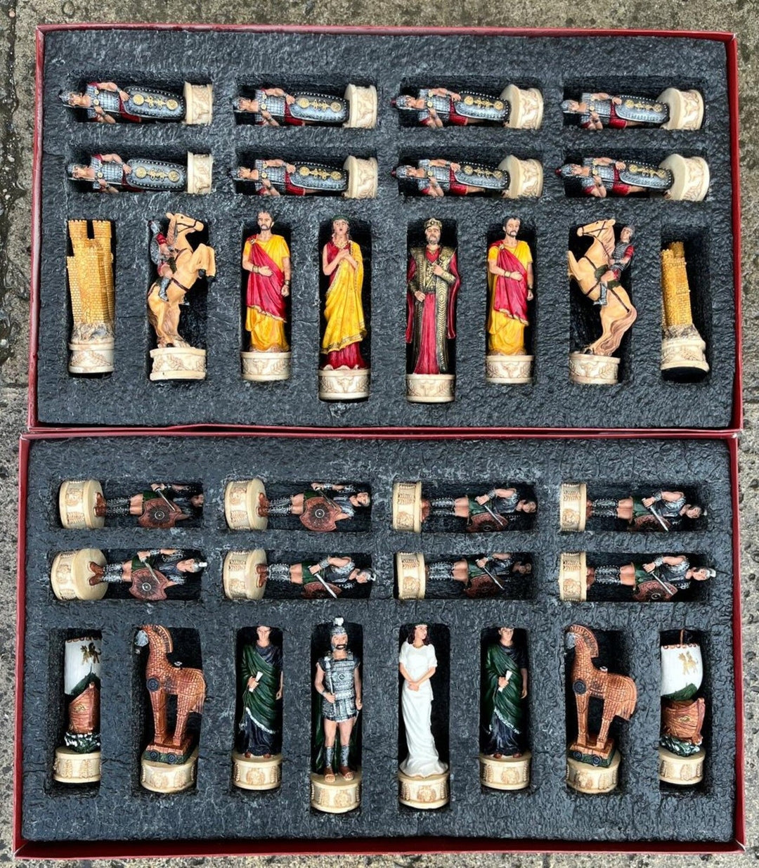 Chess Sets for Adults X Large Trojans and Spartans Hand Painted Chess Pieces Wooden Chess Board Image 4