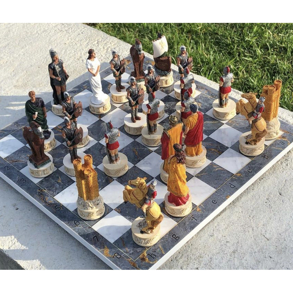 Chess Sets for Adults X Large Trojans and Spartans Handmade Chess Pieces Wooden Chess Board Image 10