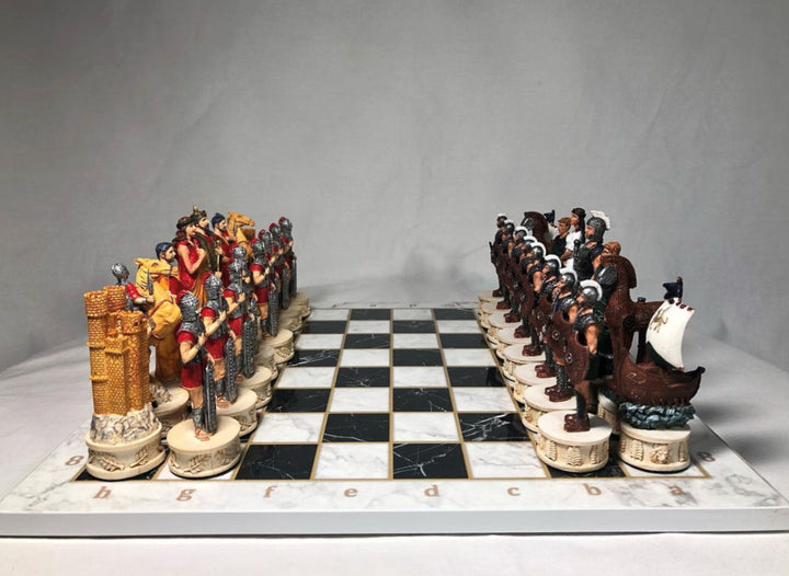 Chess Sets for Adults X Large Trojans and Spartans Hand Painted Chess Pieces Wooden Chess Board Image 4