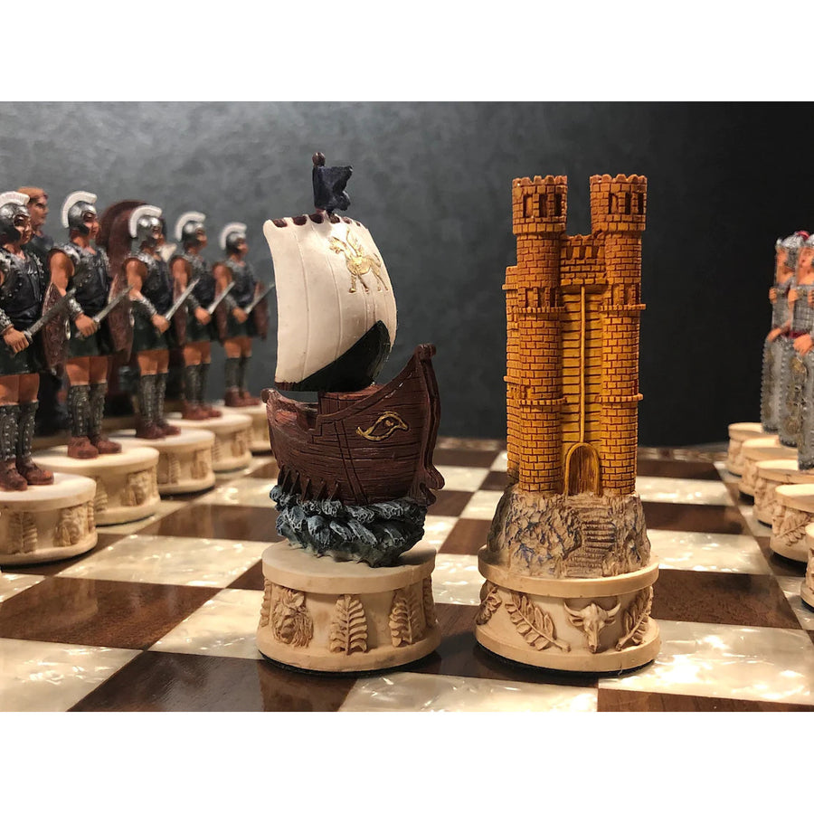 Luxury Chess Set for Adults X Large Trojans and Spartans Hand Painted Chess Pieces Inlaid Solid Wooden Chess Board Gifts Image 1