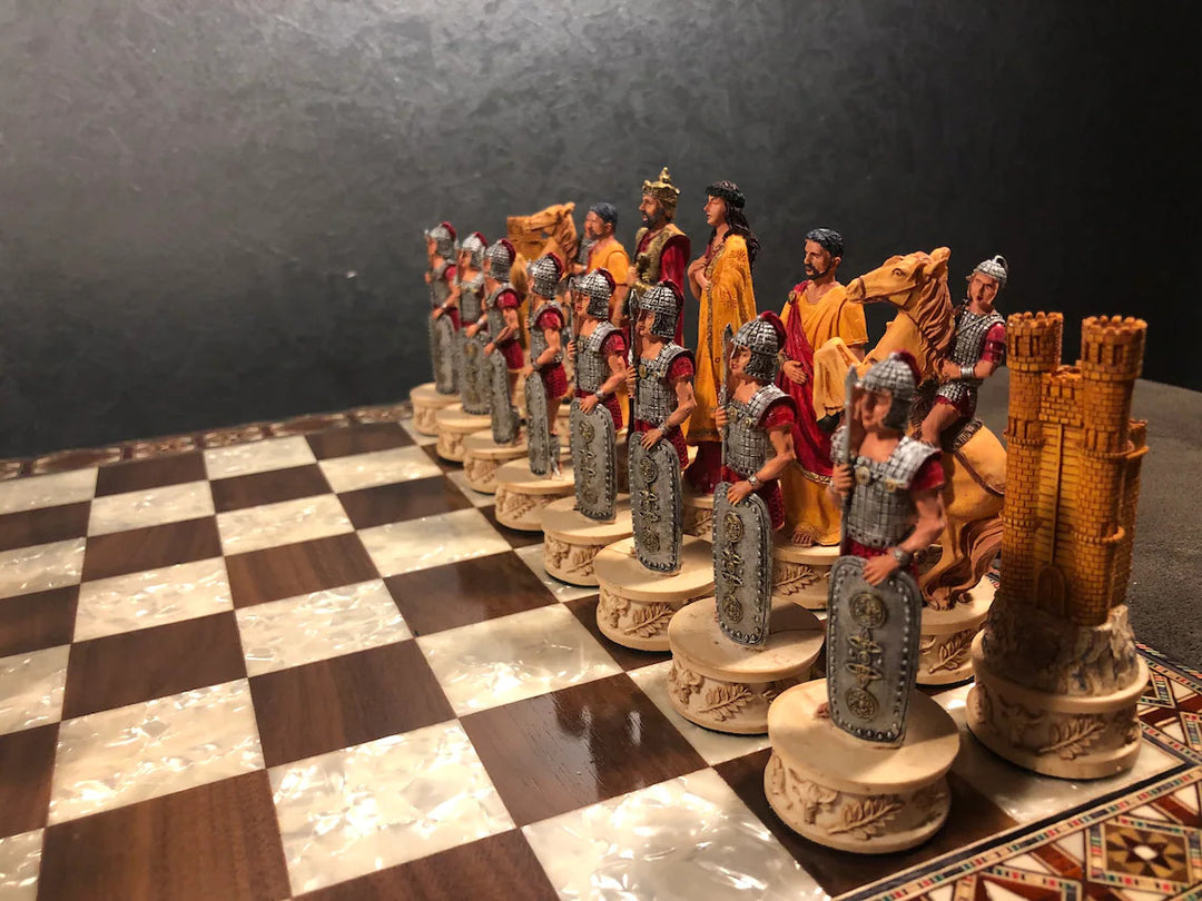 Luxury Chess Set for Adults X Large Trojans and Spartans Hand Painted Chess Pieces Inlaid Solid Wooden Chess Board Gifts Image 9